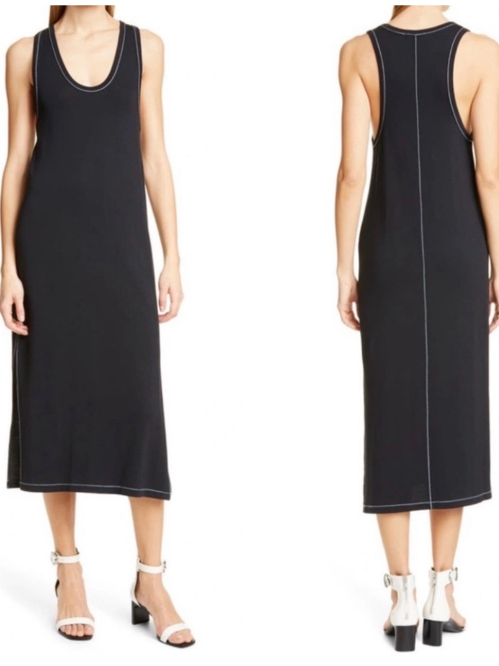 Rag & Bone Marlon Tank Dress in Black With White Contrast Stitching XS